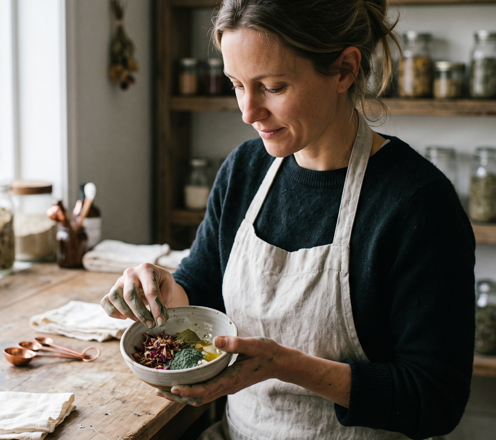 Woman wearing apron working indoor